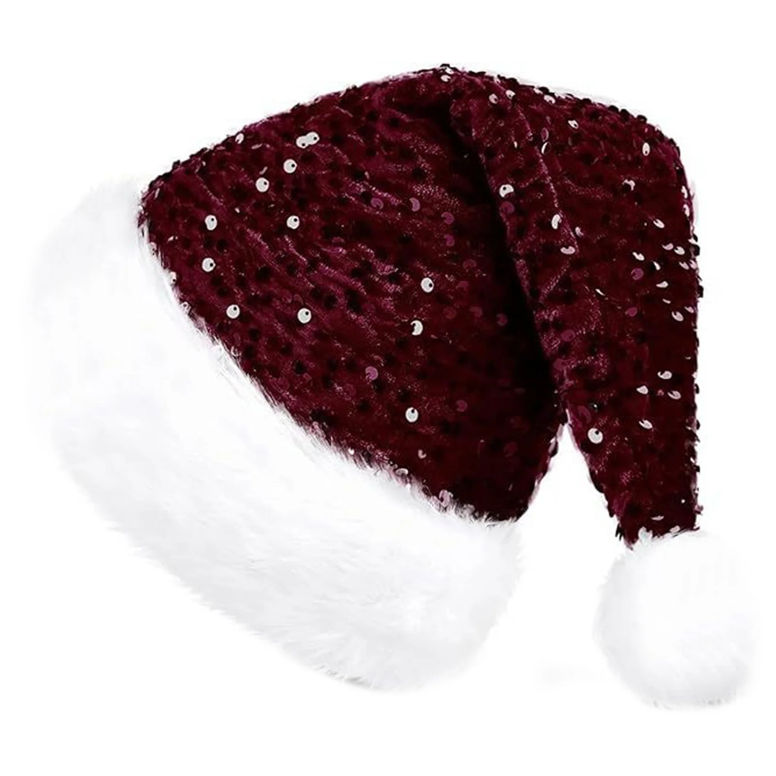 للجنسين الكبار الترتر سانتا قبعة عيد الميلاد قبعة أفخم حافة قبعة عيد الميلاد لحفلة عطلة السنة الجديدة