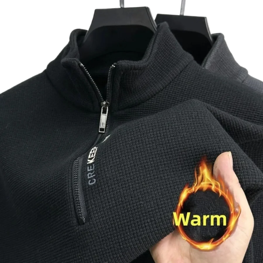 جديد الخريف الشتاء الرجال نصف سستة هوديس موضة عادية الاجتماعية الرجال البلوز القمم الوقوف طوق الدافئة رشاقته الصوف بلوزات