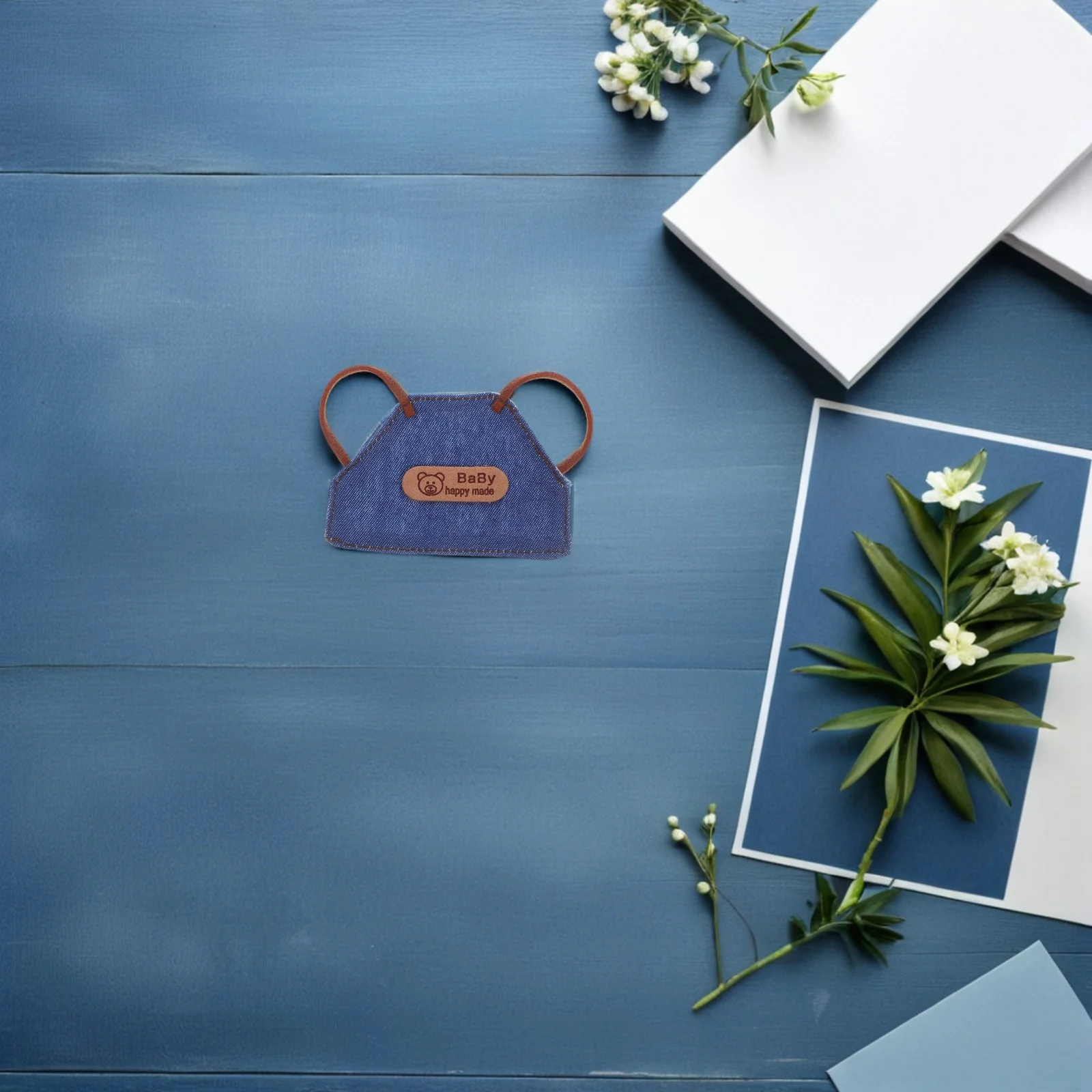 

4pcs Mini For 10Cm Vintage Denim Style Dollhouse Accessories Dollhouse Baking Outfit Dress- Chef Accessories