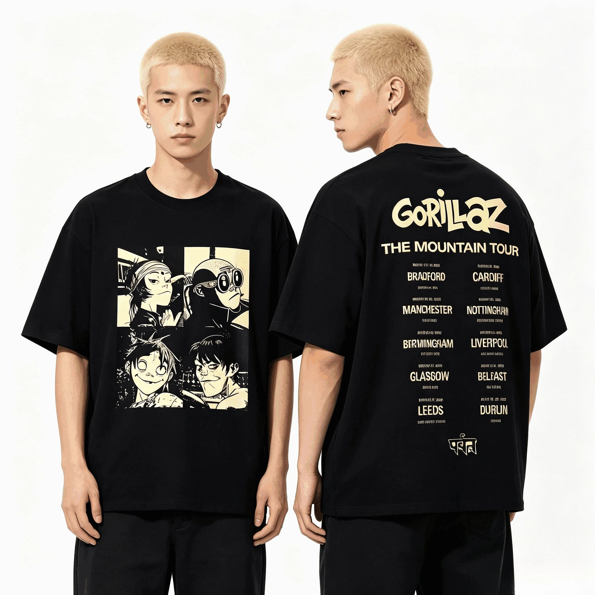 Sommer-Sonderangebot Rockband Gorillaz The Mountain Tour 2026 Grafik-T-Shirt Unisex Vintage Top Hip-Hop Streetwear Übergroßes T-Shirt