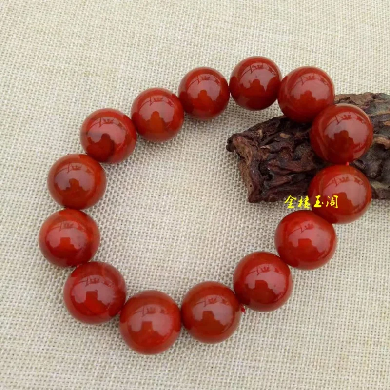 Factory Price Supply Jewelry Southern Agate with Lines Full of Meat round Beads South Red Bracelet Wholesale