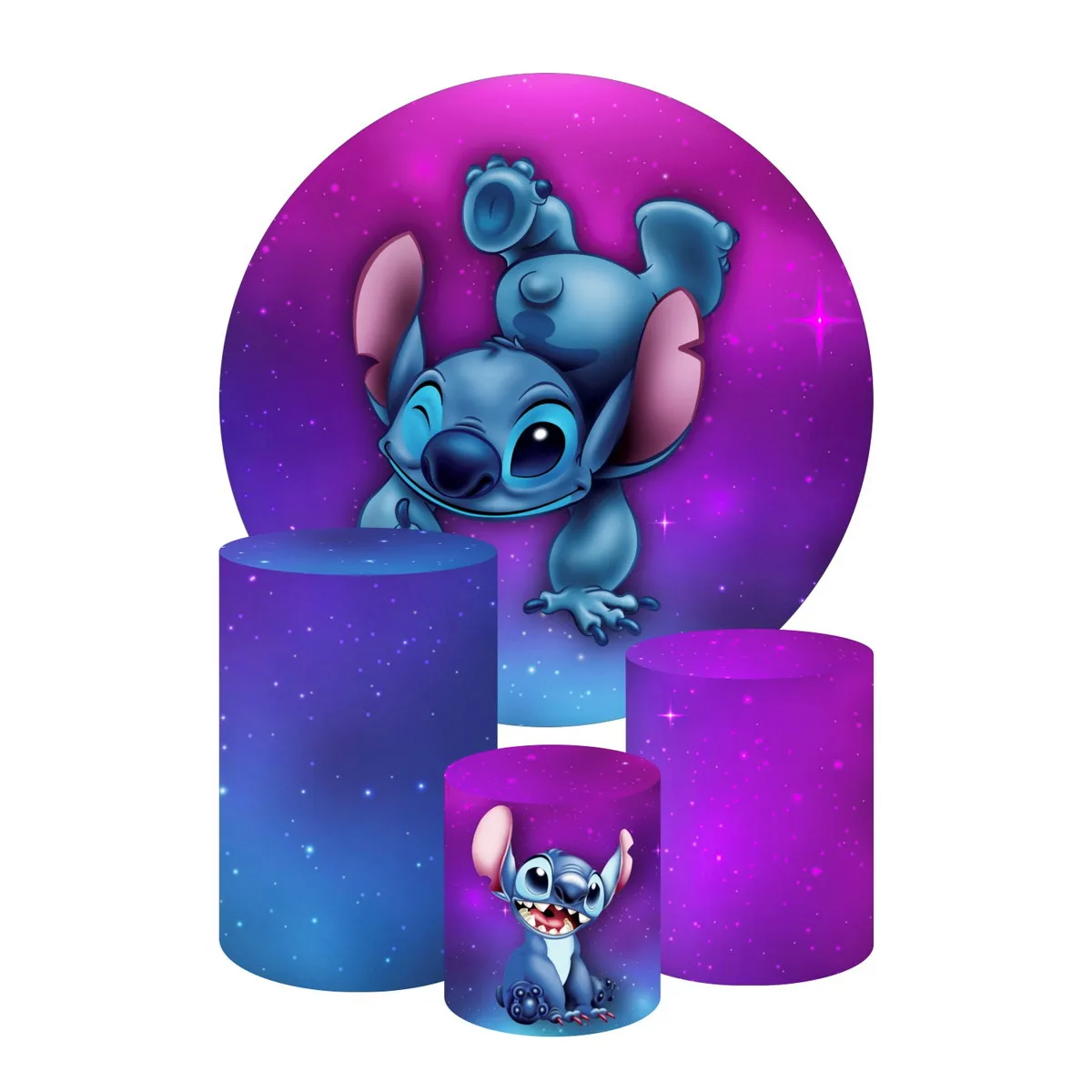 

Circle Round Backdrop with Elastic Customized Lilo & Stitch Birthday Party Background Decor Supply Cake Table Cylinder Covers