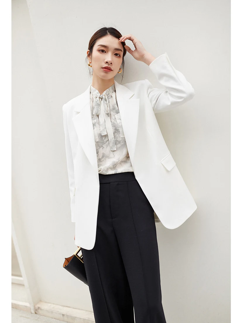 

Early Spring Women's Suit Jaet with Belt Waist Cinching Anti-Wrinkle Mixed Fabric No-Ironing Needed Straight Cut Sle