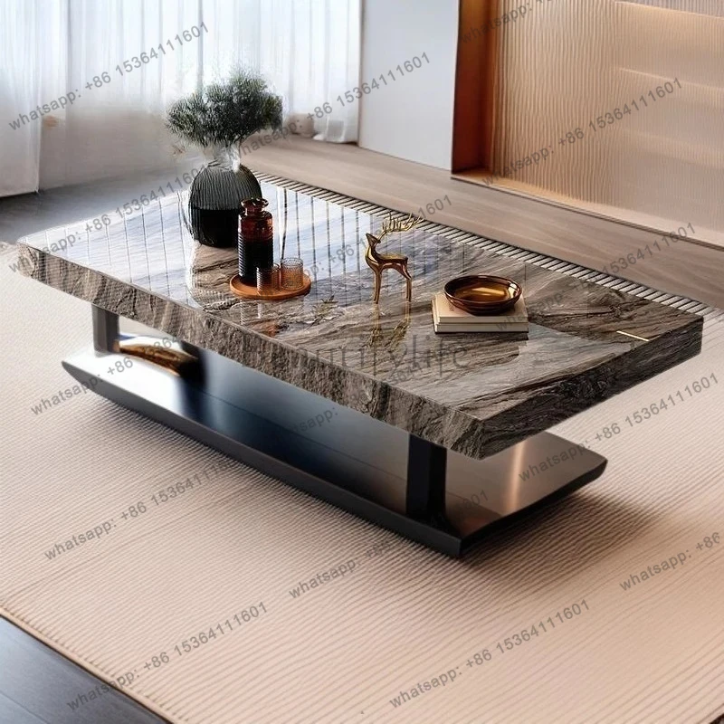 simple modern style light luxury living room coffee table new rectangular high-end rock slab minimalist