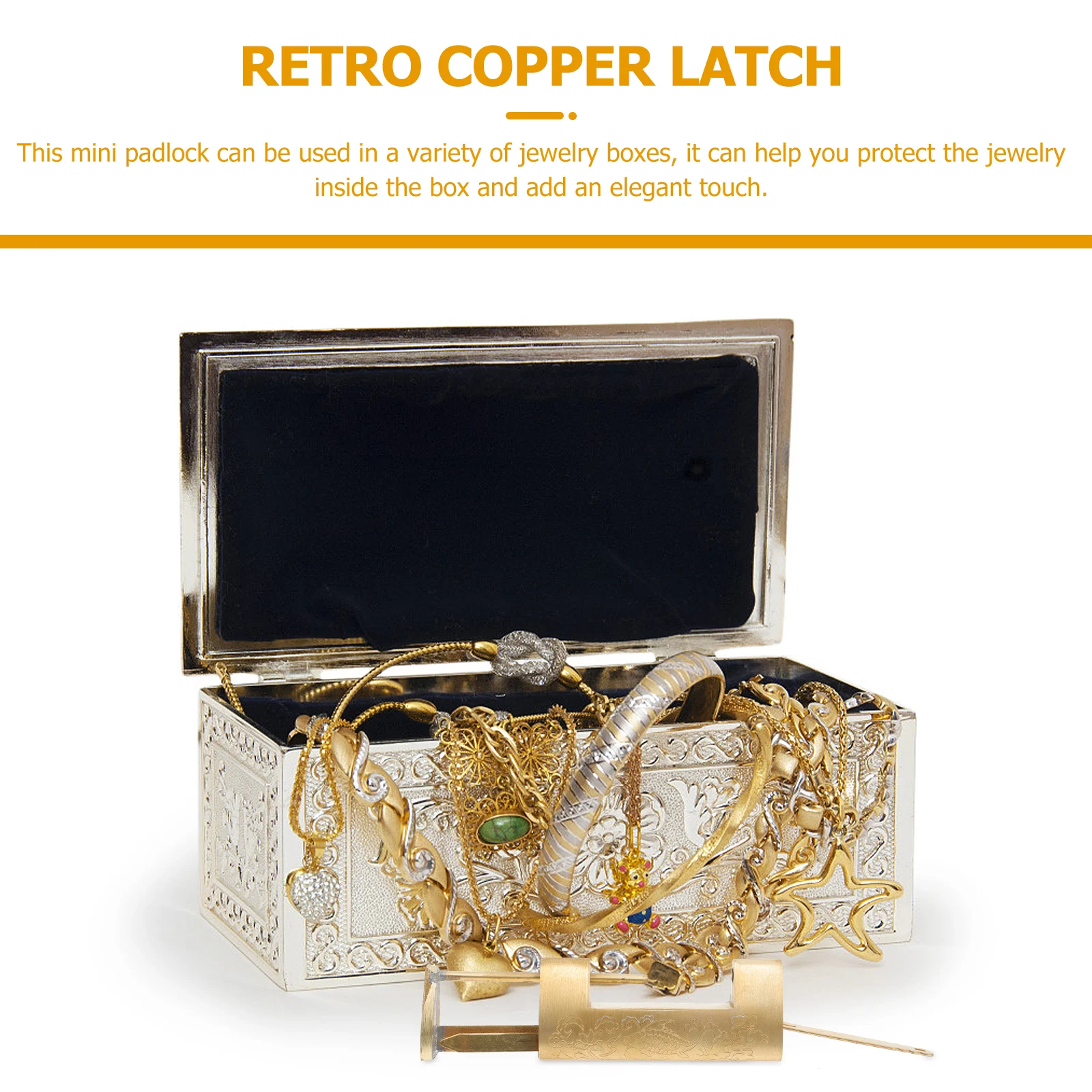 

1 set 1 Set Chinese Retro Mini Copper Padlock For Jewelry Vintage Brass Lock With Key, Sturdy Latch, Small Box Security
