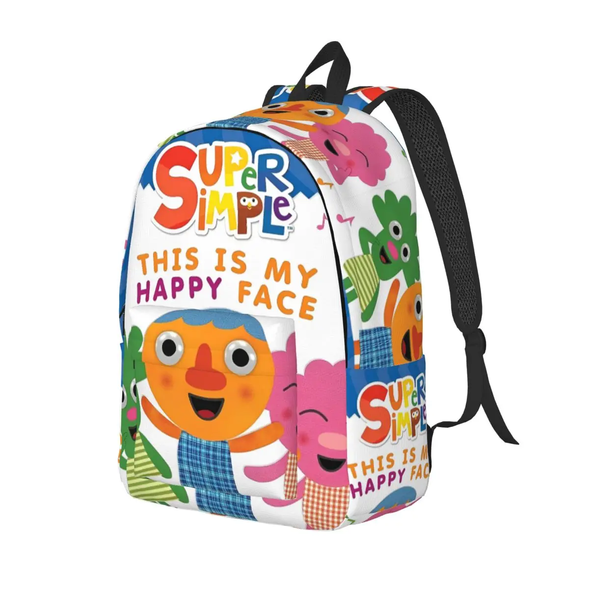 Noodle & Pals Micro Super Simple Backpack with Pocket Student Work Nursery Rhymes Songs Daypack Men Women College Canvas Bags