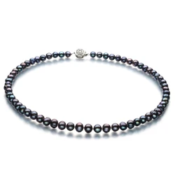Pearl Necklace Jewellery,Fashion Round Clasp,Natural Freshwater Cultured Black Chocker For Women Girls Handmade Anniversary Gift