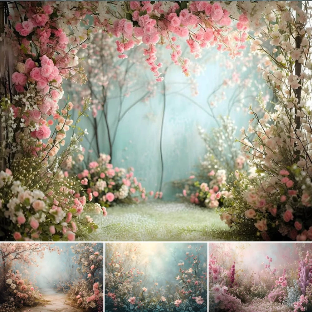 

Fairy Flowers Photography Background Dream Spring Easter Garden Floral Child Birthday Party Portrait Decor Backdrop Photo Props