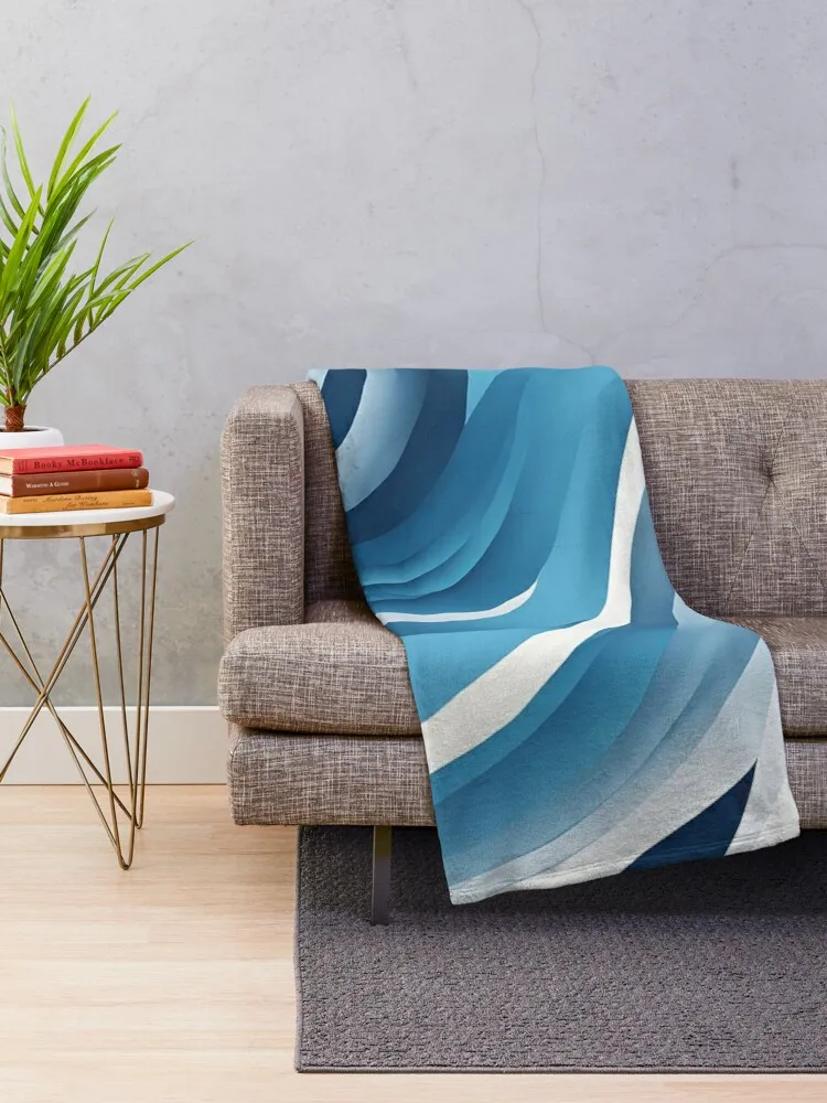 Aesthetic design in blue & white tones Throw Blanket Decoratives Hairy Large Blankets