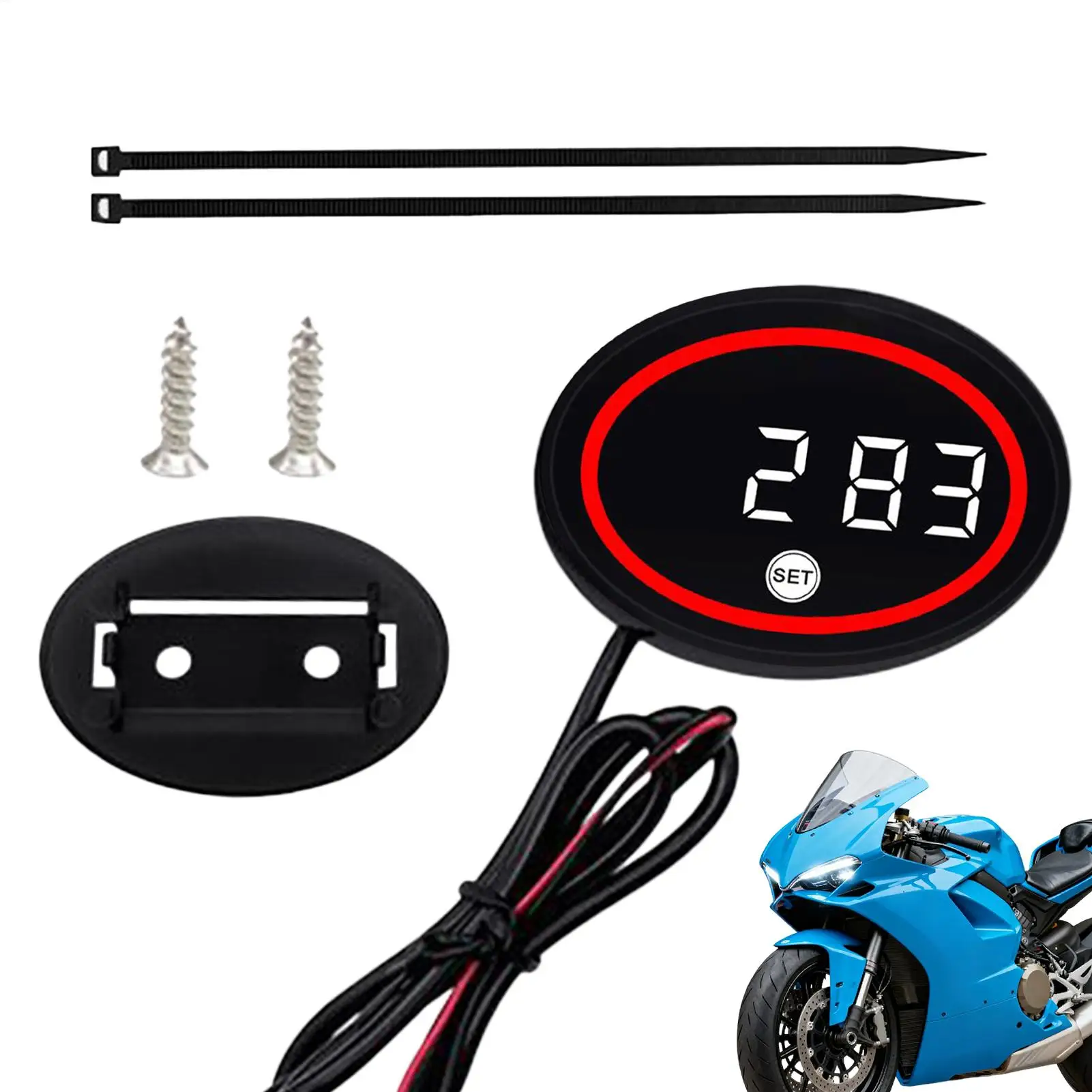 

Mini Motorcycle Clock Waterproof LED Display Motorbike Digital Clock Voltage Gauge For Women Teens Cycling Enthusiasts Commuting