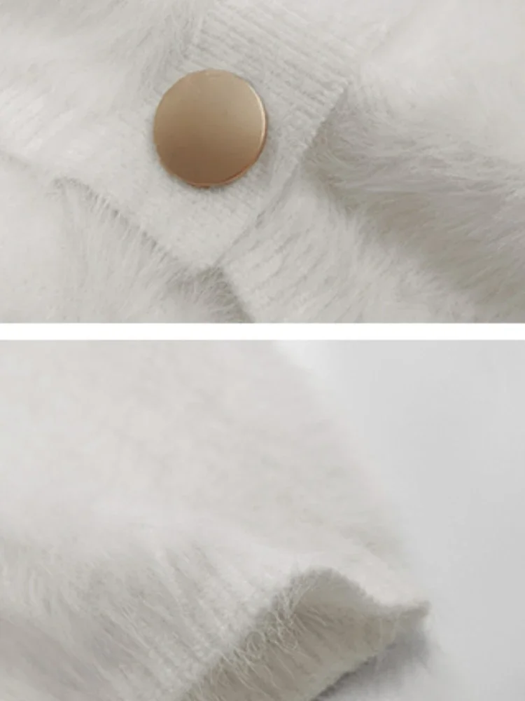 اقتصاص محبوك السترات النساء الخريف الشتاء دافئ الخامس الرقبة أفخم معاطف مترهل النمط الأوروبي حار بنات حفلة كل مباراة بسيطة