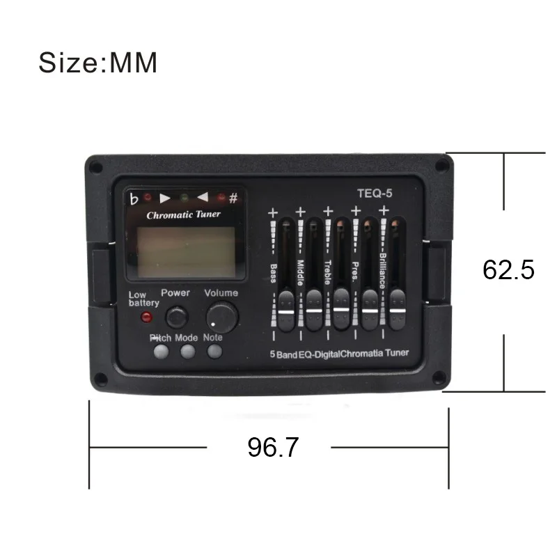 5 Band Acoustic Guitar Preamp EQ Equalizer Classical Acoustic Guitar Amplifier Digital Chromatia Blend Tuner Piezo Pickup