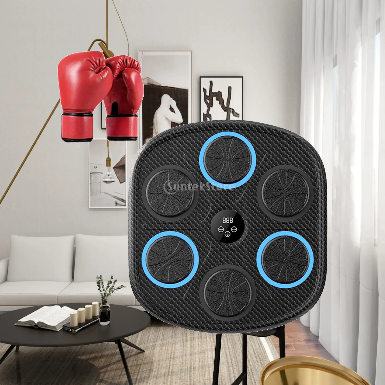 Boxing Trainer Wall Mounted Music Boxing Machine Punching Pad LED Light Target for Home Gym MMA Karate Training