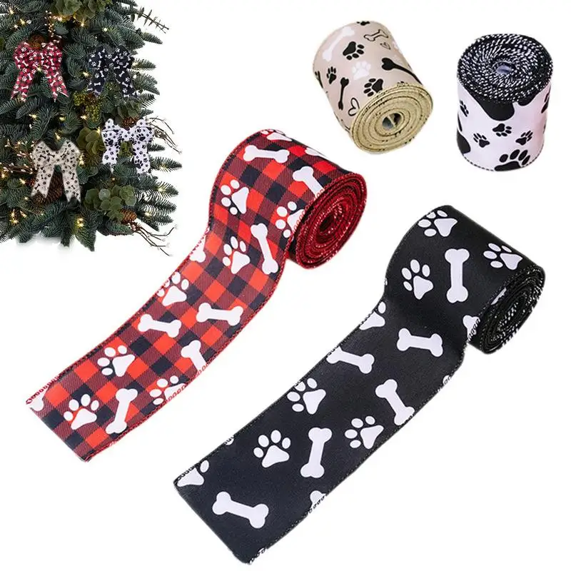 

Christmas Tree Ribbon Craft Ribbon Animal Print Present Wrapping Ribbon Christmas Decorations Multipurpose Holiday Ribbon For