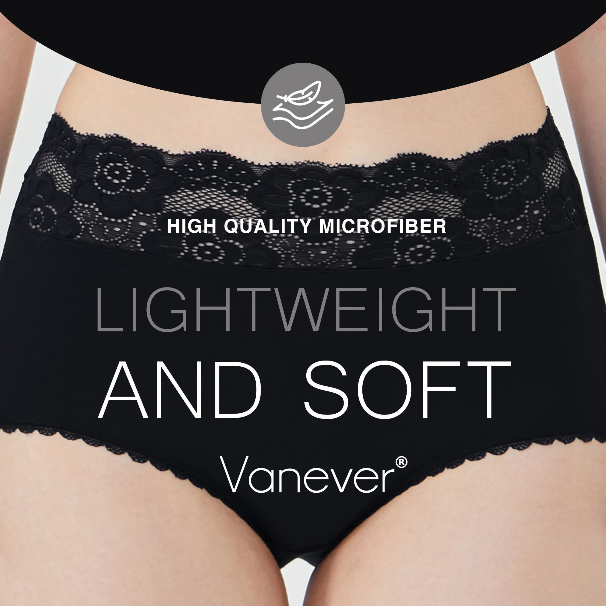 VANEVER Lace Lingerie for Women, Cotton Briefs High Waist Trim Full Underwear, Breathable Soft Underpants Granny Panties