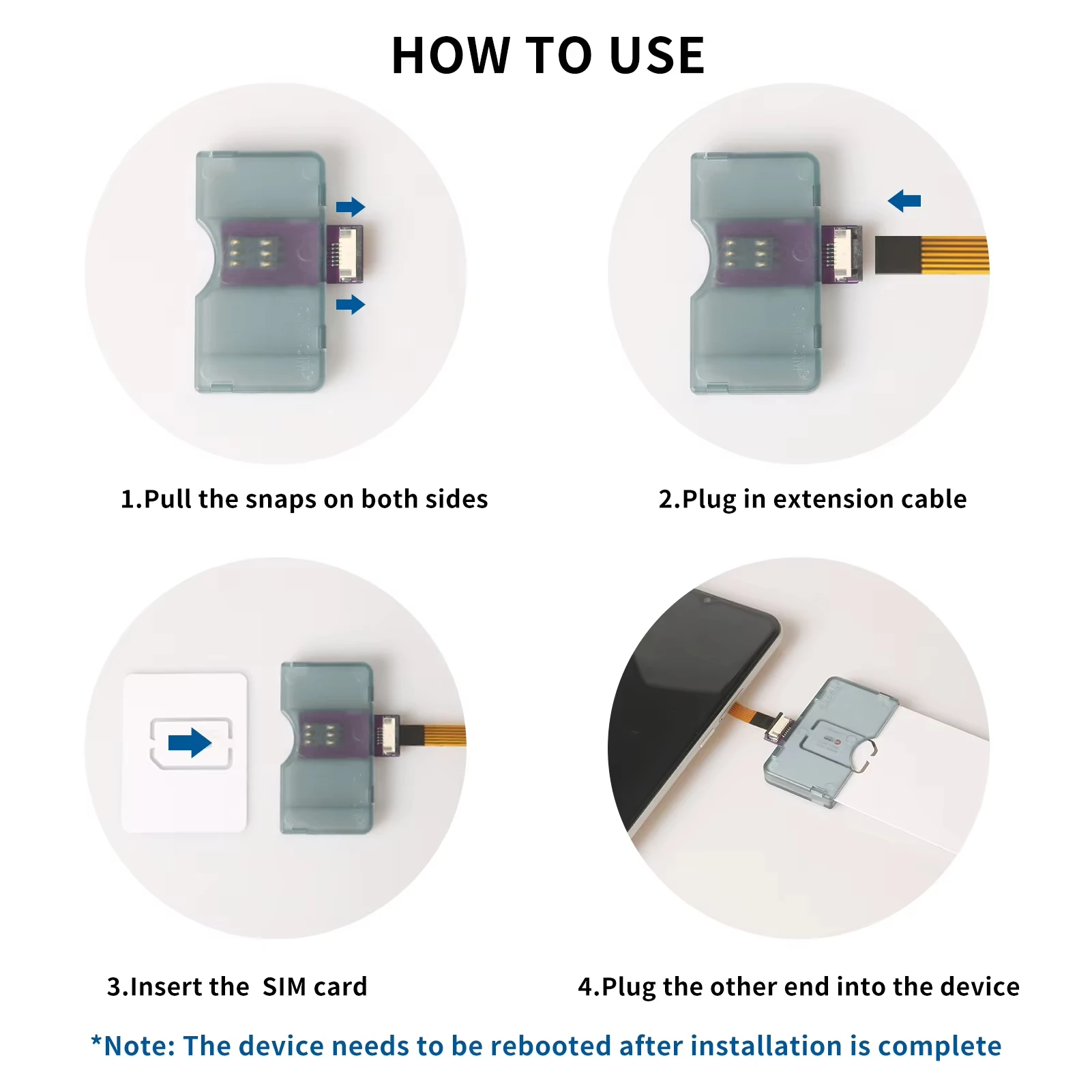 External SIM Card Reader Adapter External SIM Card Tray Quick Swap SIM Card Changer For Samsung Motorola Android Smartphones