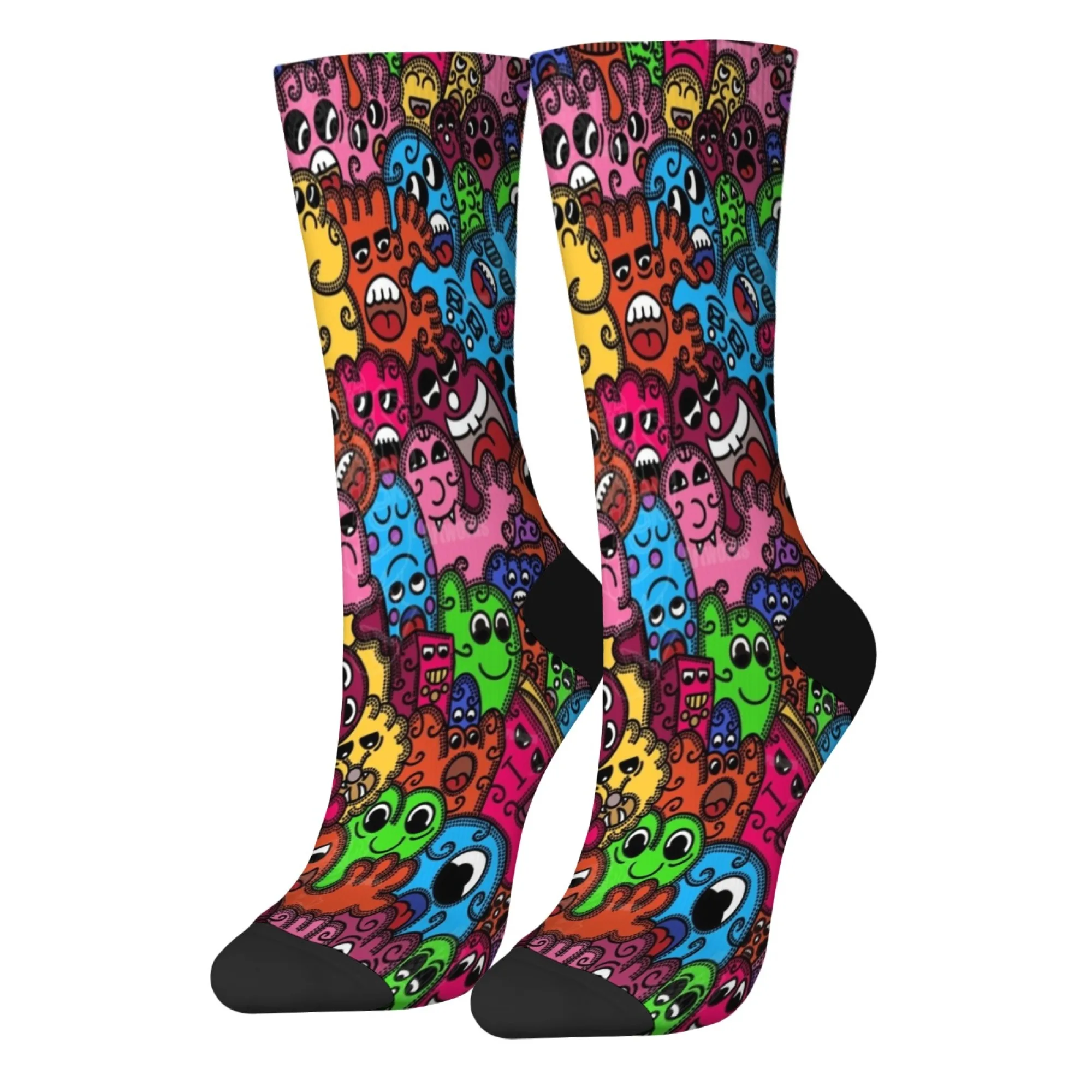 Happy Monster Retro Comic Socks Casual Fashion Men's Socks Harajuku Style Crazy Street Hip-Hop Funny Socks Novelty Party Gifts