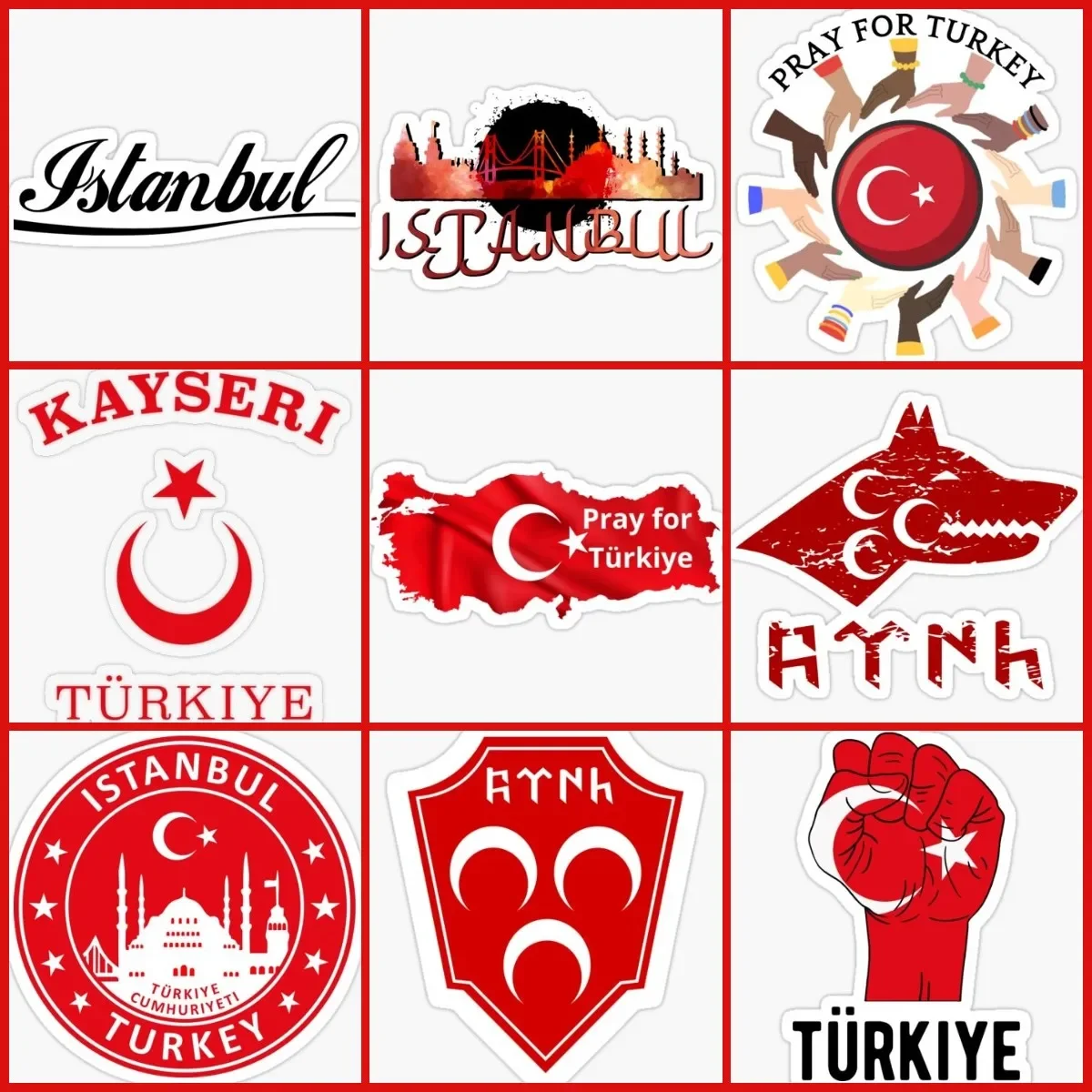 الإبداعية TR Türkiye التركية الذئب العلم شعار ملصق الكمبيوتر المحمول الفينيل نافذة دراجة نارية شاحنة زجاج دراجة خوذة الباب الجدار صائق #1