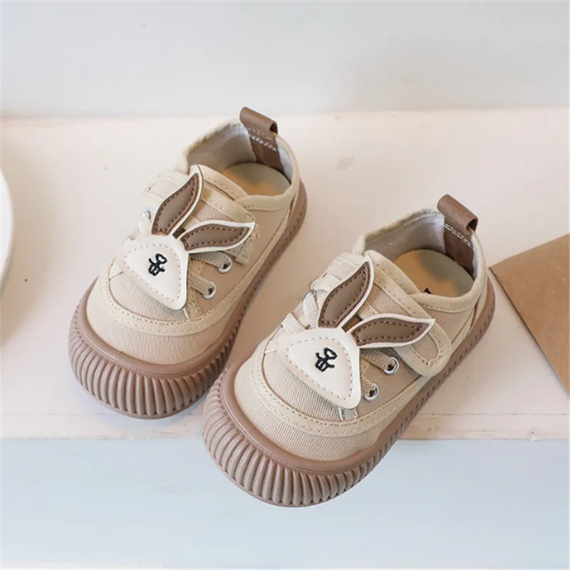 2023 New Autumn Children Canvas Shoes Cartoon Rabbit Outdoor Kids Tennis Soft Sole Fashion Toddler Girls Sneakers EU 22-31