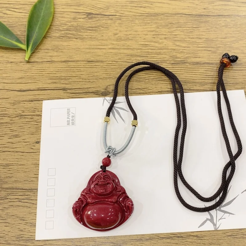 

Natural Maitreya Women, Purple Gold Sand Laughing Buddha Sweater Chain Pendant, Amulet Good Luck