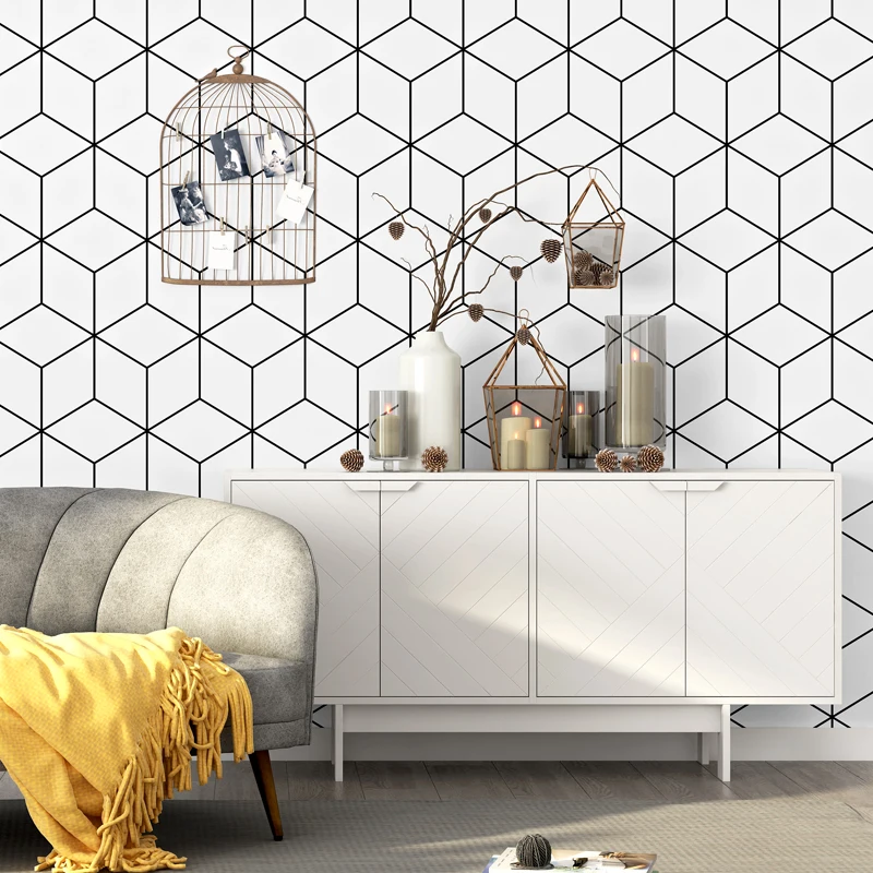 beibehang Nordic 3D Abstract Geometric Hexagon Textured Hive Wall paper Bar Personality Cafe Background Wallpaper roll flooring