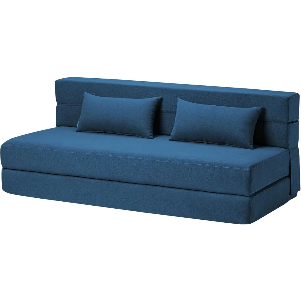 

Folding Sofa Bed With Pillows- Convertible Chair Floor Couch & Sleeping Mattress, Foldable Memory Foam Sleeper