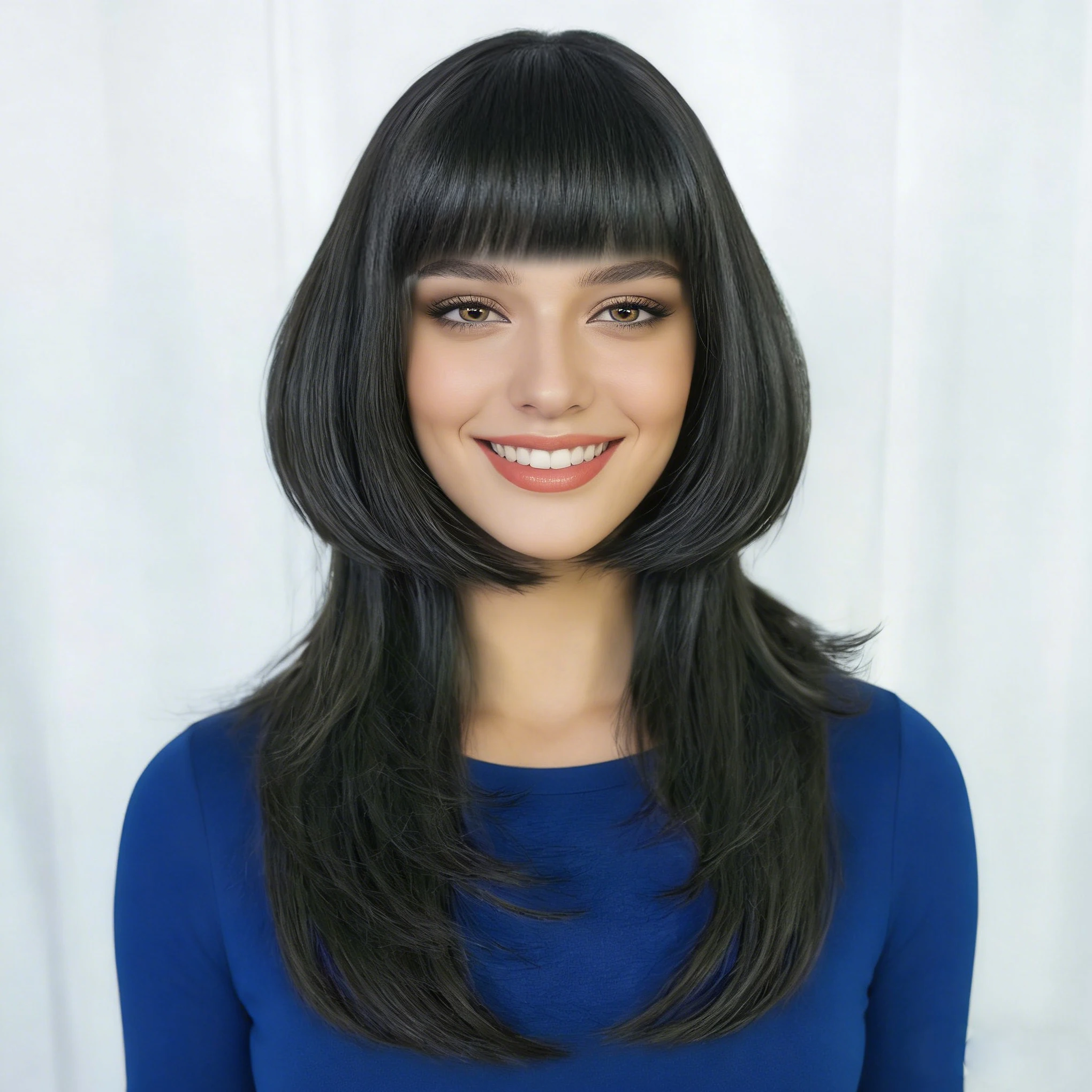 Synthetic Wig Women's Black Short Layered Bob Wig with Bangs for Daily Wear Cosplay Halloween Costume Party