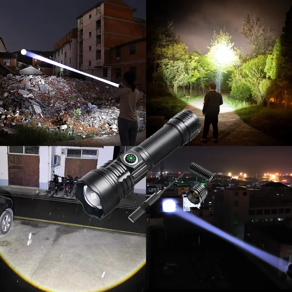 High Power LED Military Tactical Flashlight Army Police Portable Rechargeable USB Torch Outdoor Hunting Self-Defense Flashlight