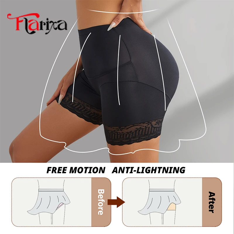 Flarixa culotte gainante taille haute en dentelle pour femme, sous-vêtement gainant, short de contrôle du ventre, boxer, cuisses fines