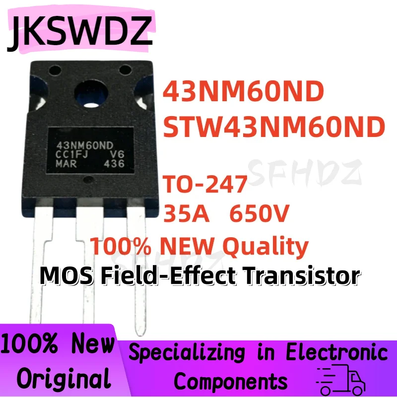 

5/10/20PCS 100% Brand New and High Quality STW43NM60ND 43NM60ND TO-247 35A 650V MOS Field-Effect Transistor