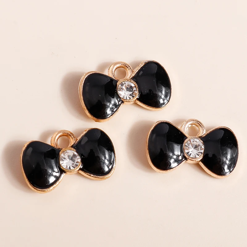10 stücke 10*16mm Nette Emaille Bowknot Charms für Schmuck Machen Kawaii Bowtie Charms Ohrring Halskette Anhänger Diy machen Zubehör – Detail 12