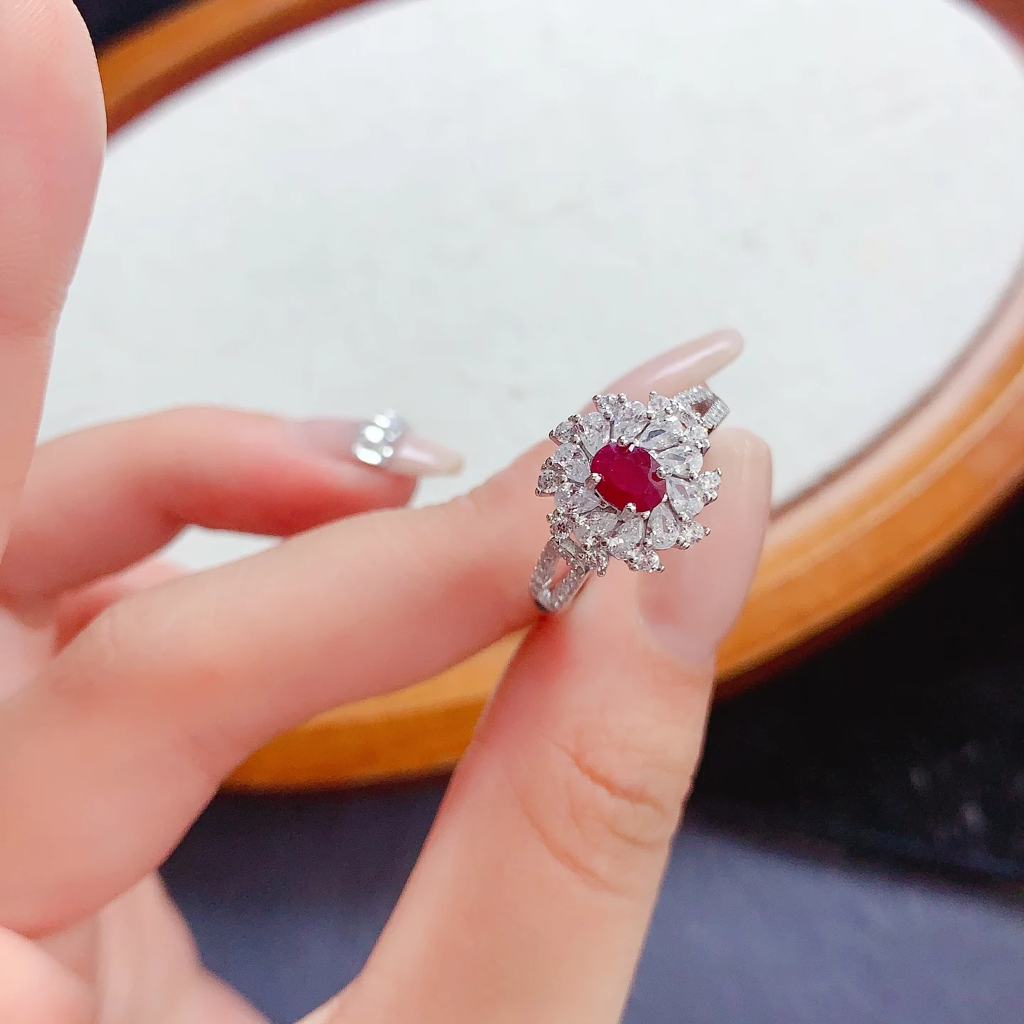 Dazzling 925 Silver Ruby Ring 4mm*5mm Natural Ruby Jewelry with Certificate Gold Plated Silver Pink Gemstone Ring for Women