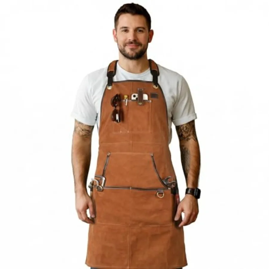 

Work Apron - Heavy Duty Woodworking Apron for Men with Tool Pockets for Woodworkers, smiths, Carpenters Color Size M to XXL