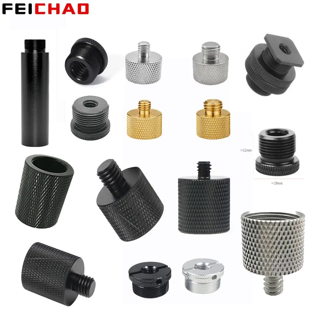 حامل ميكروفون تمديد قضيب 5/8 "-27 5/8 1/4 3/8 ذكر أنثى برغي محول محول هيئة التصنيع العسكري حامل جبل كاميرا ثلاثية القوائم تحويل