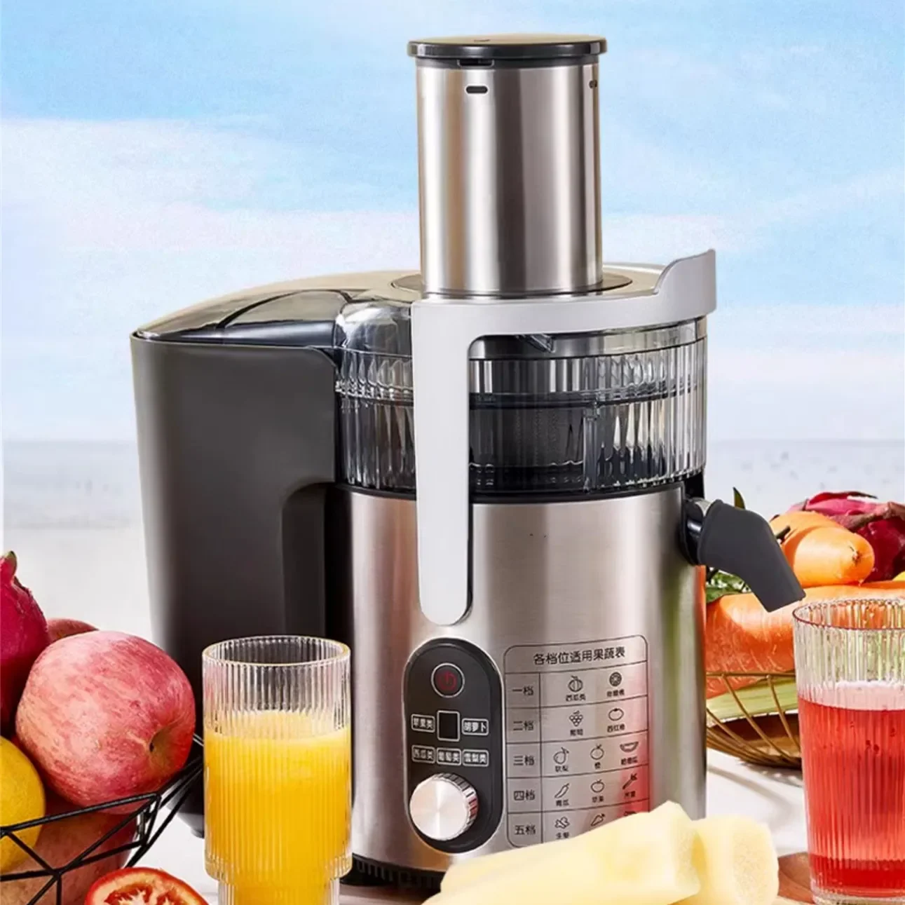 YYHC-High-power Juicer Fresh-fried Fruit Vegetable Household Black Electric Plastic White Stainless Steel English 01 Portable Ju