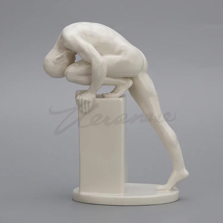 Creative Nude Male Sculpture Decor Naked Body Art Statue Crossed Man Figurine Nordic Office Home Decoration Resin Crafts Gift