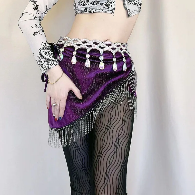 

Customized Belly Dance Belt Waist Chain Practice Dress Sexy Tassel Hip Scarf Oriental Dance Belt Waist Cover Performance Dress