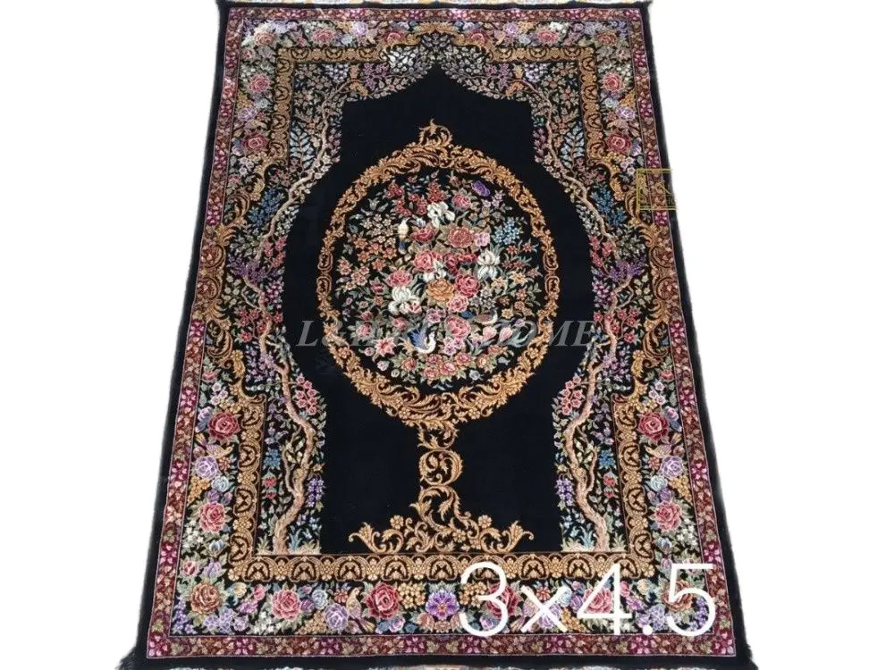 

Free shipping 3'X4.5' 230 Line Handmade Silk Oriental Persian Rug hand Knotted silk carpet for home decoration