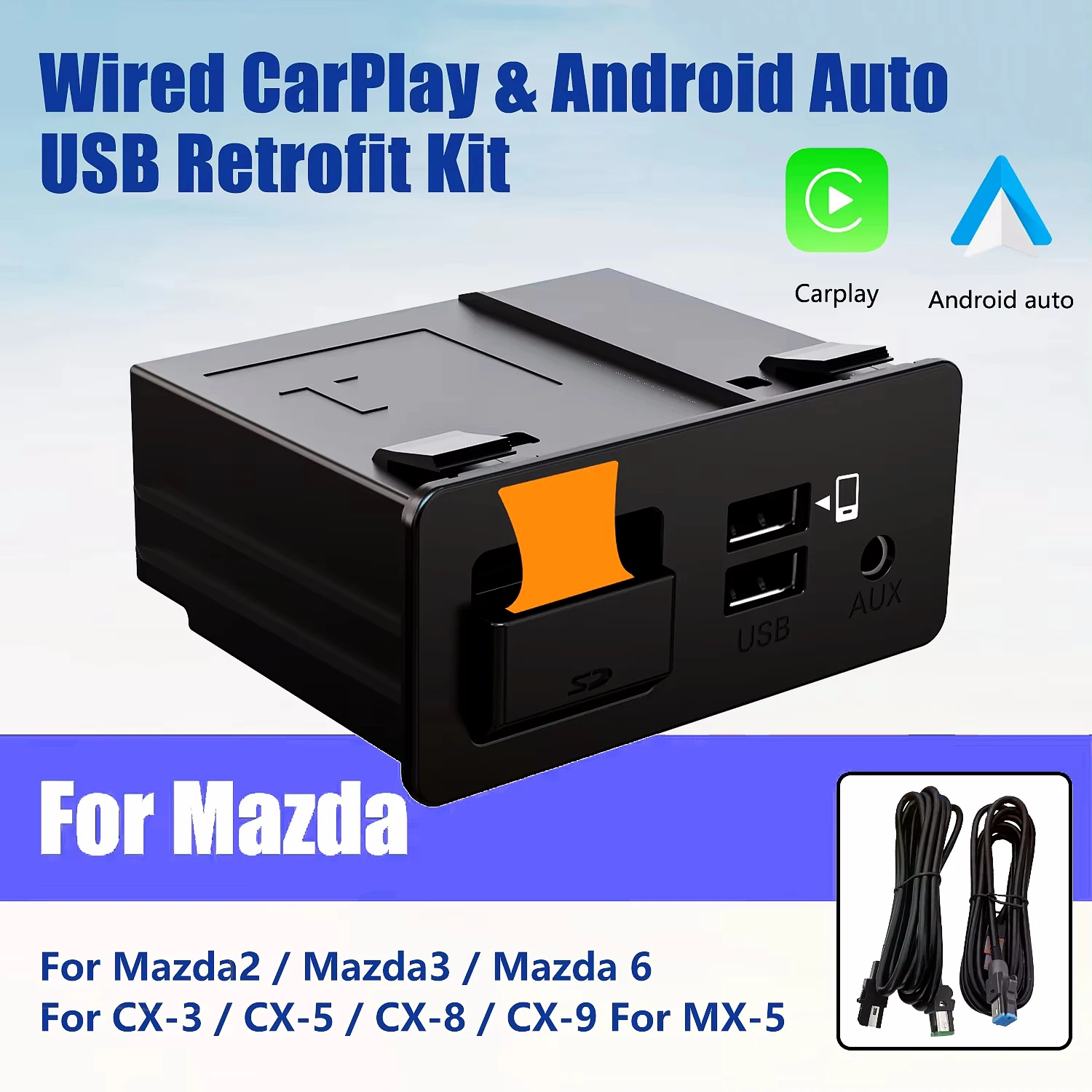 New Upgrade CarPlay Android Auto USB Hub OEM to modify Mazda 3 2 6 CX3 CX5 CX8 CX9 MX5 Original Radio TK78669U0C Carplay Kit