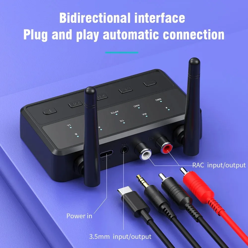Desktop aptX-Adaptive AD/HD/LL AAC 2 in 1 Bluetooth Audio Transmitter Receiver 3.5MM AUX RCA Stereo HiFi Music Wireless Adapter view 4
