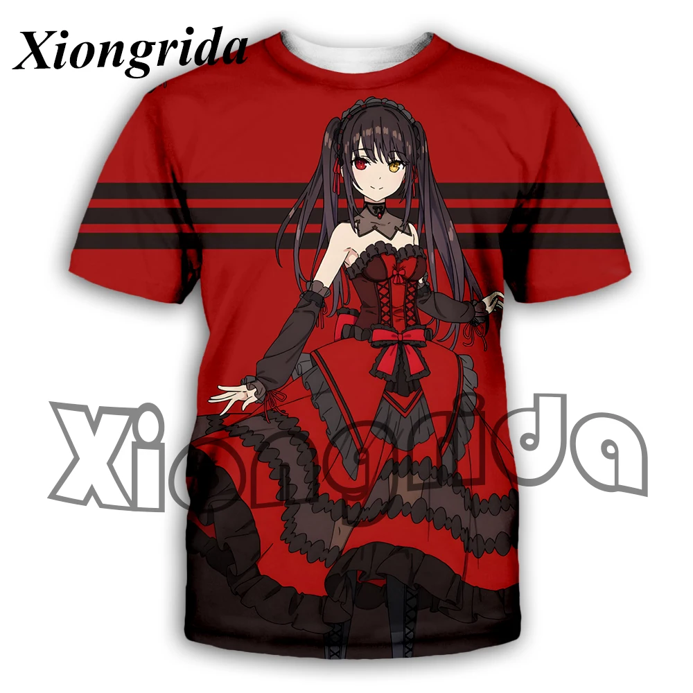 

Mens Anime T Shirts Date A Live Tokisaki Kurumi 3d Print T-shirts Crew Neck Casual Harajuku Short Sleeve Tees Top Male Clothes