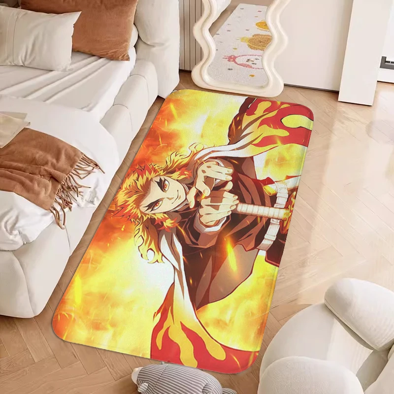 

Anime Bedroom Rug Rengoku Demon Slayer Living Room Floor Carpet Hallway Kitchen Bathroom Foot Mat Custom Doormat Entrance Door