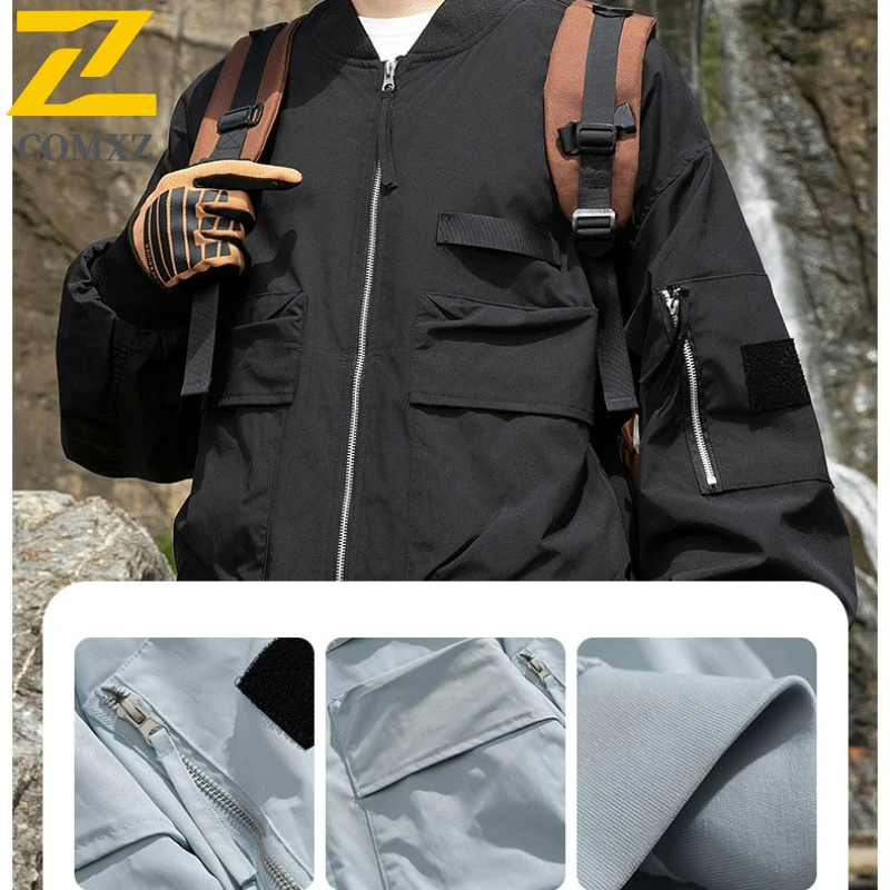 Hip-hop American Baseball Jacket Men's Autumn 2025 Fashion Multi-pocket Work Windproof Jacket Korean Street Clothing Loose Coat
