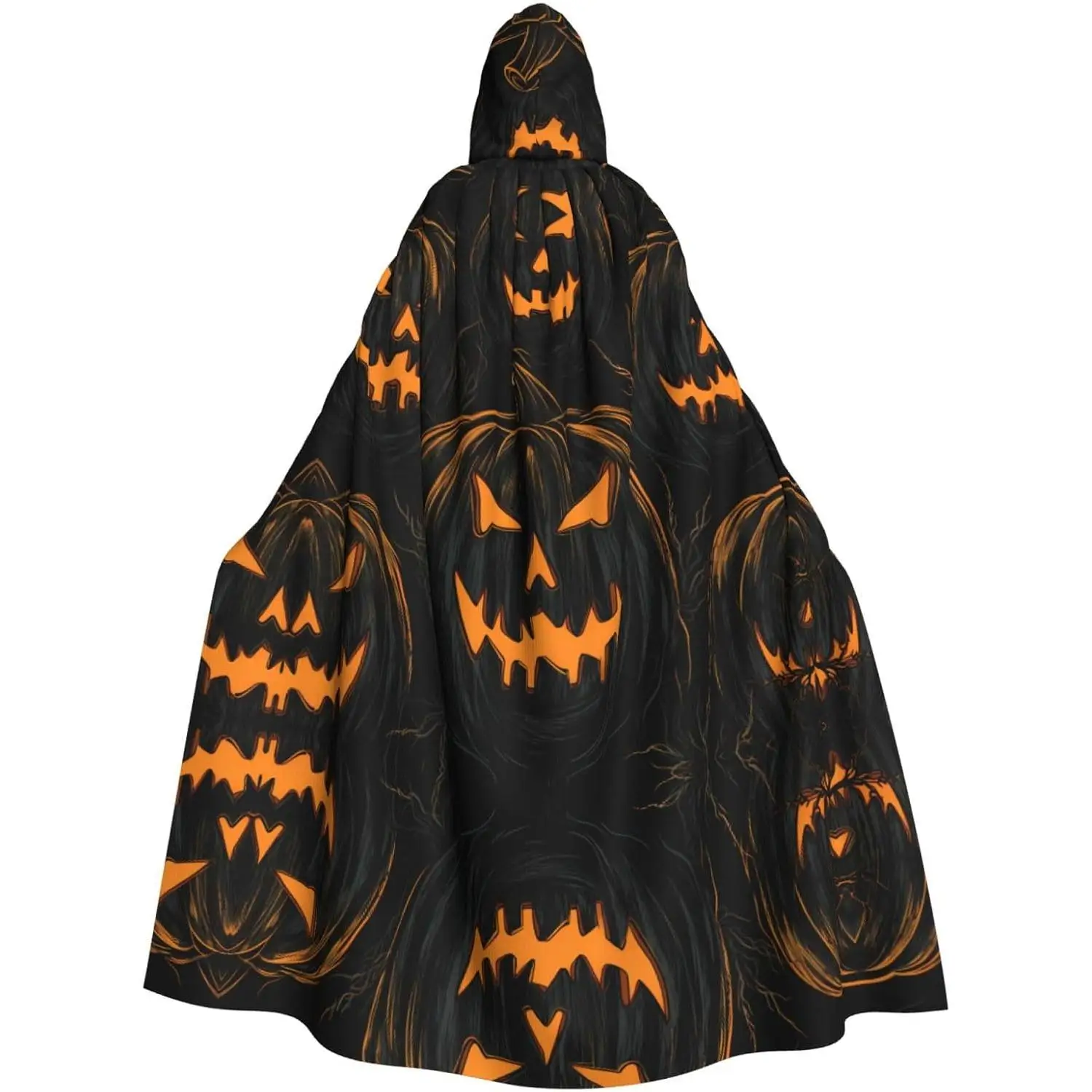 

Spooky Pumpkin Lights Prints Hooded Cloak for Halloween, Role-Playing, and Costume Parties Hoodie Blanket for Travel Office Sofa