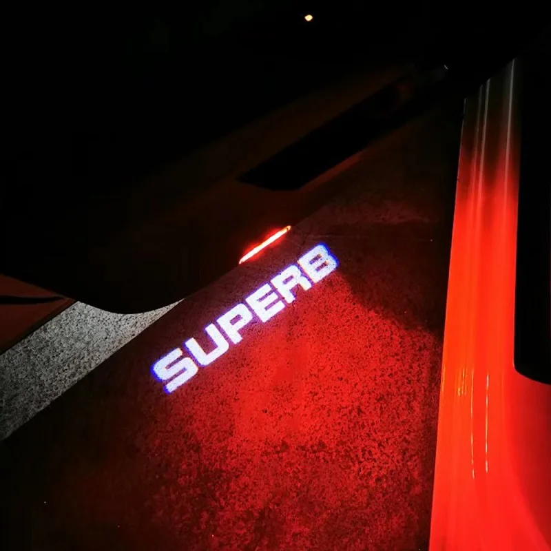 2/4pcs For Skoda Superb 2 3 MK2 SUPERB Shadow Welcome Light Logo Light Car Styling SUPERB Logo Projector Lamp Courtesy Light