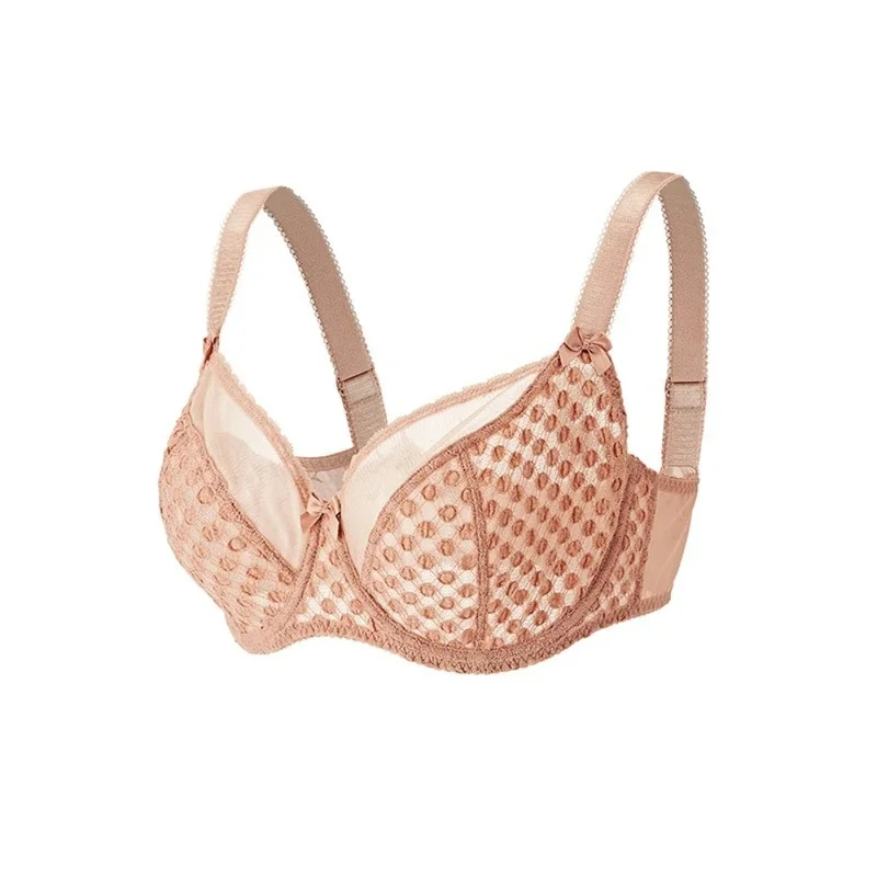 Sexy Womens Ultra-thin Lace Minimizer Bra Anti Sagging Full Coverage Bras Breathable Plus Size Unlined Lingerie  D E F G H Cup