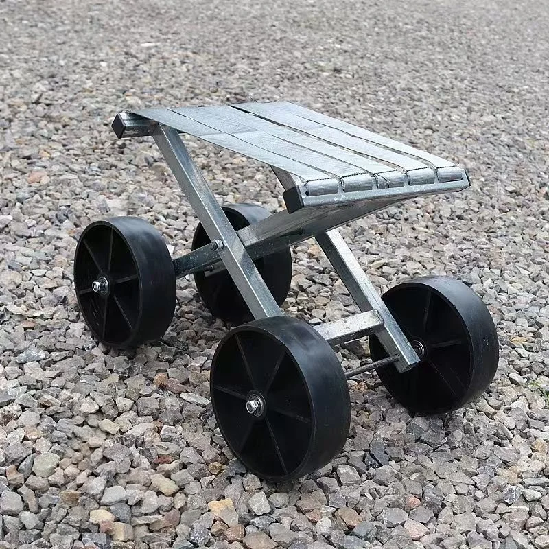 Tragbarer Landwirtschaftshocker mit Rädern, Klappsitz zum Erntepflücken von Gewächshaus, Gartenarbeit, ergonomisches mobiles Arbeitslichthocker-Werkzeug