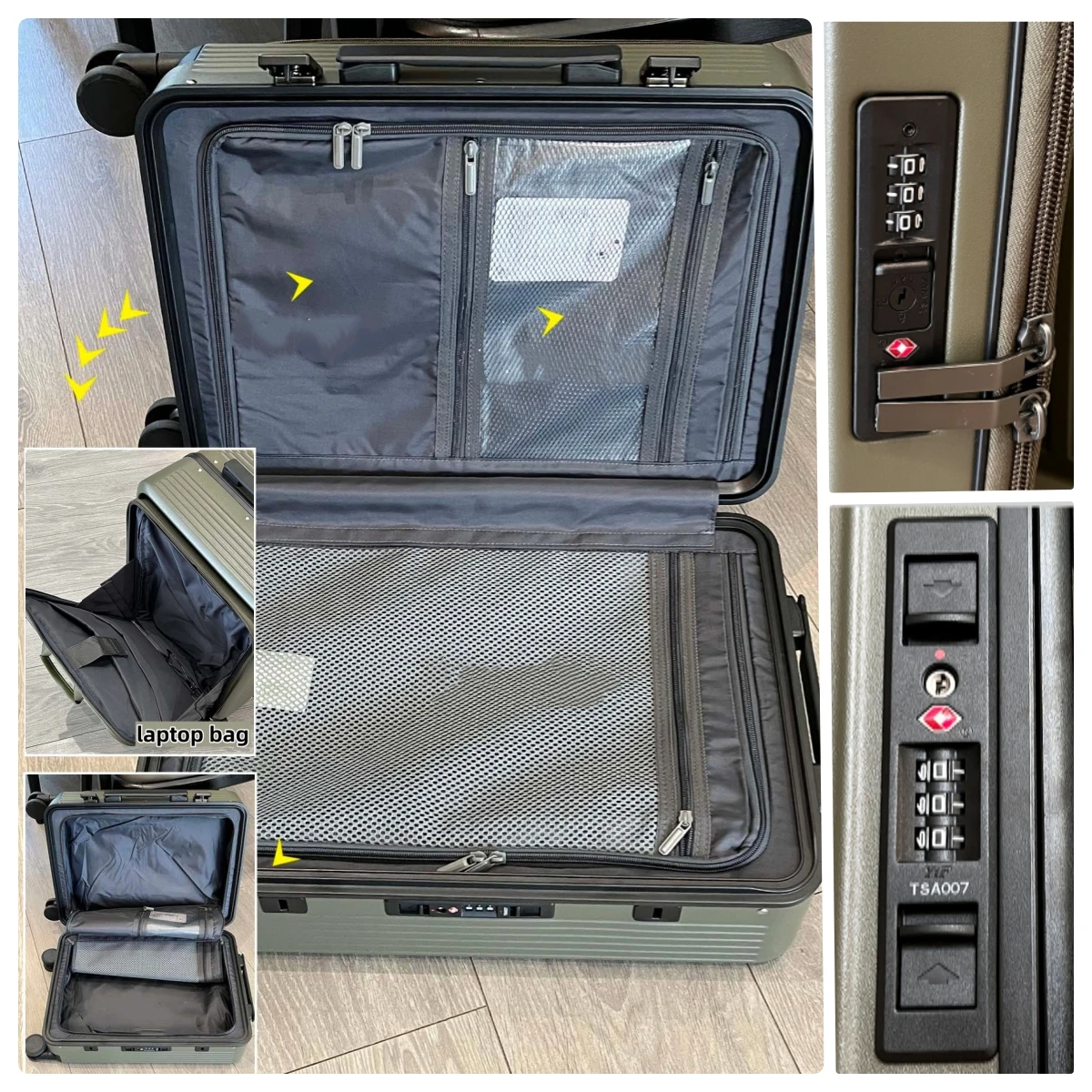 Mochila 2 en 1, Maleta desmontable, bolsillo para ordenador portátil, equipaje de mano de viaje, cubierta de carrito rodante de 20 pulgadas, material de PC, marco de aluminio