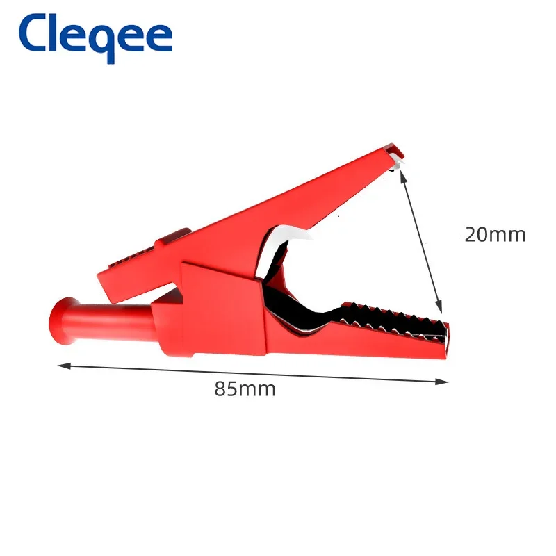 Cleqee P2002.20L 10PCS Safety Alligator Clip with 4mm Socket Fully Insualted Crocodile Clamps for 4mm Banana Plug or Welding 30A