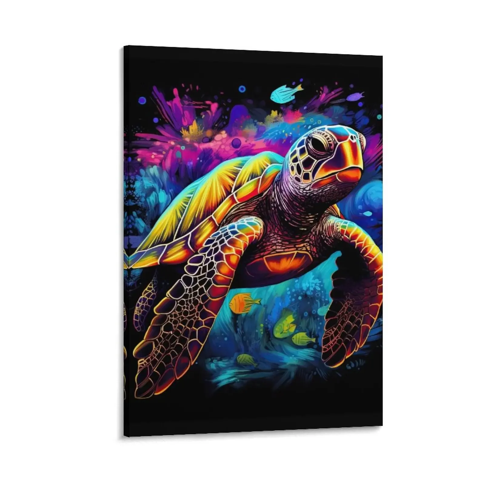 

Neon Psychedelic Sea Turtle Canvas Painting vintage home decor aesthetic room anime poster Wall decoration poster